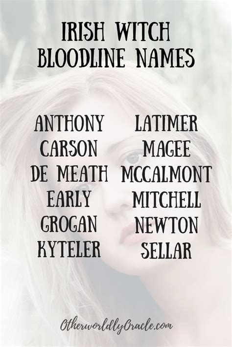 Irish witch bloodline names